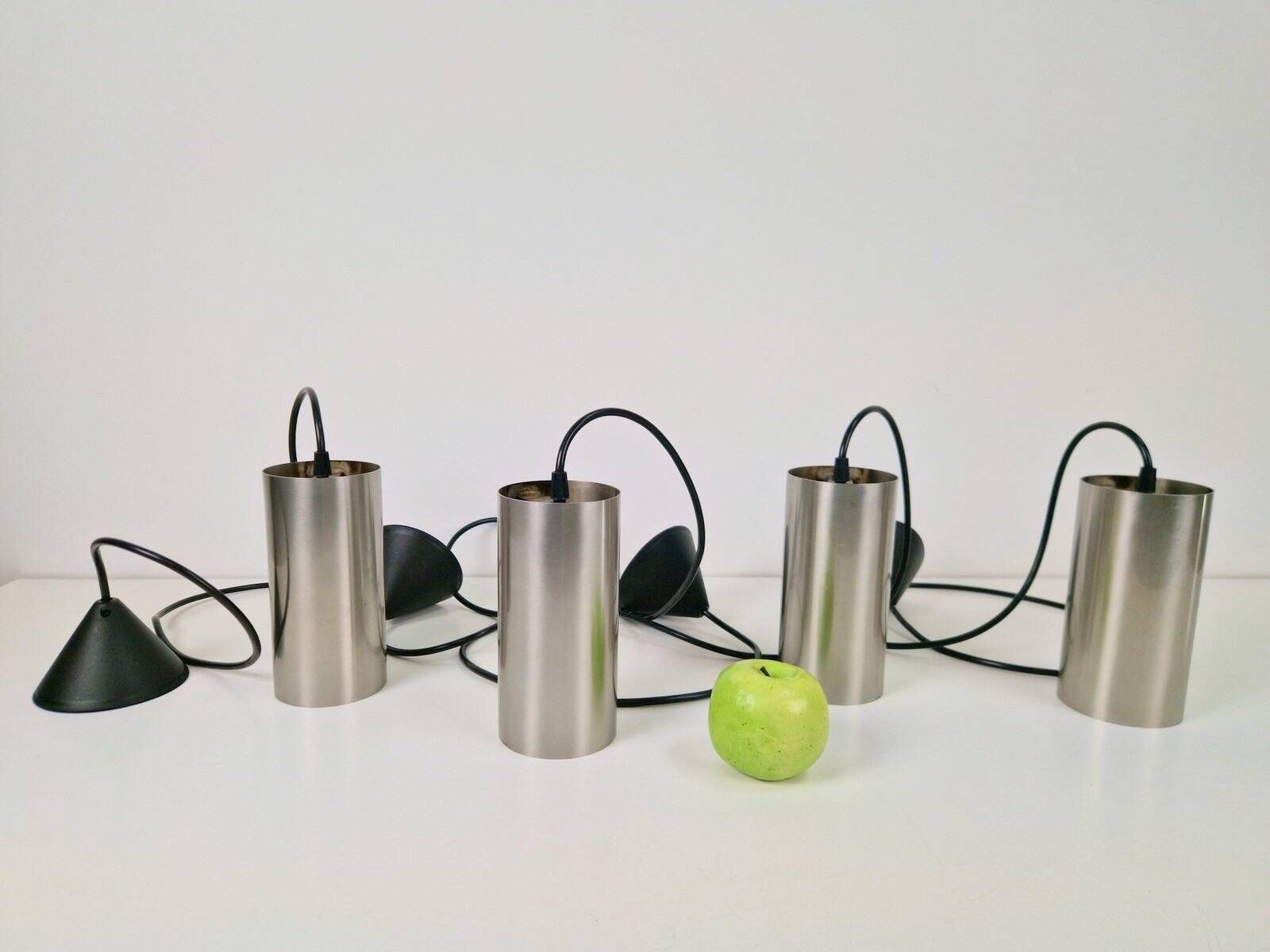 Vintage Cylindrical Pendant Lamps from Raak Holland, 1970s, Set of 4