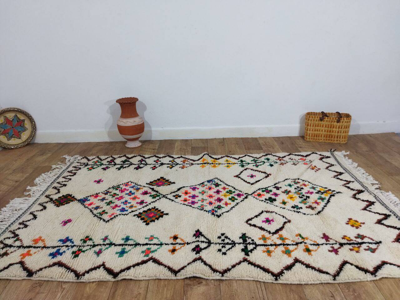 Handmade wool Berber rug 240x146 cm