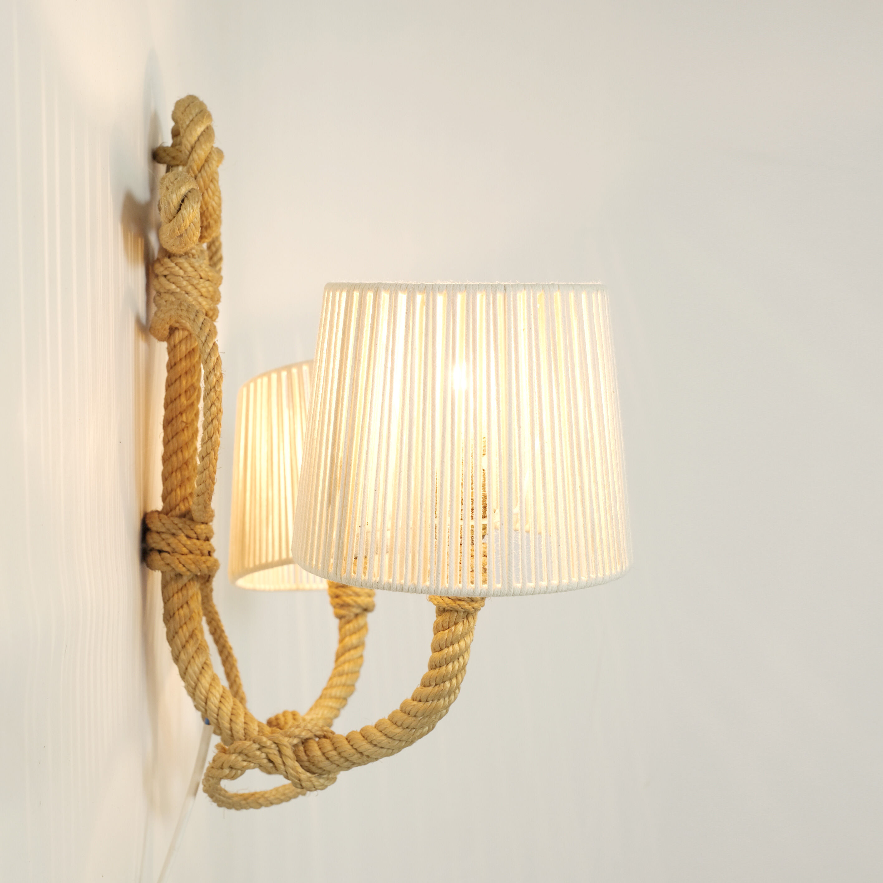 Wall lamp with two braided rope lights, 1950-1960.