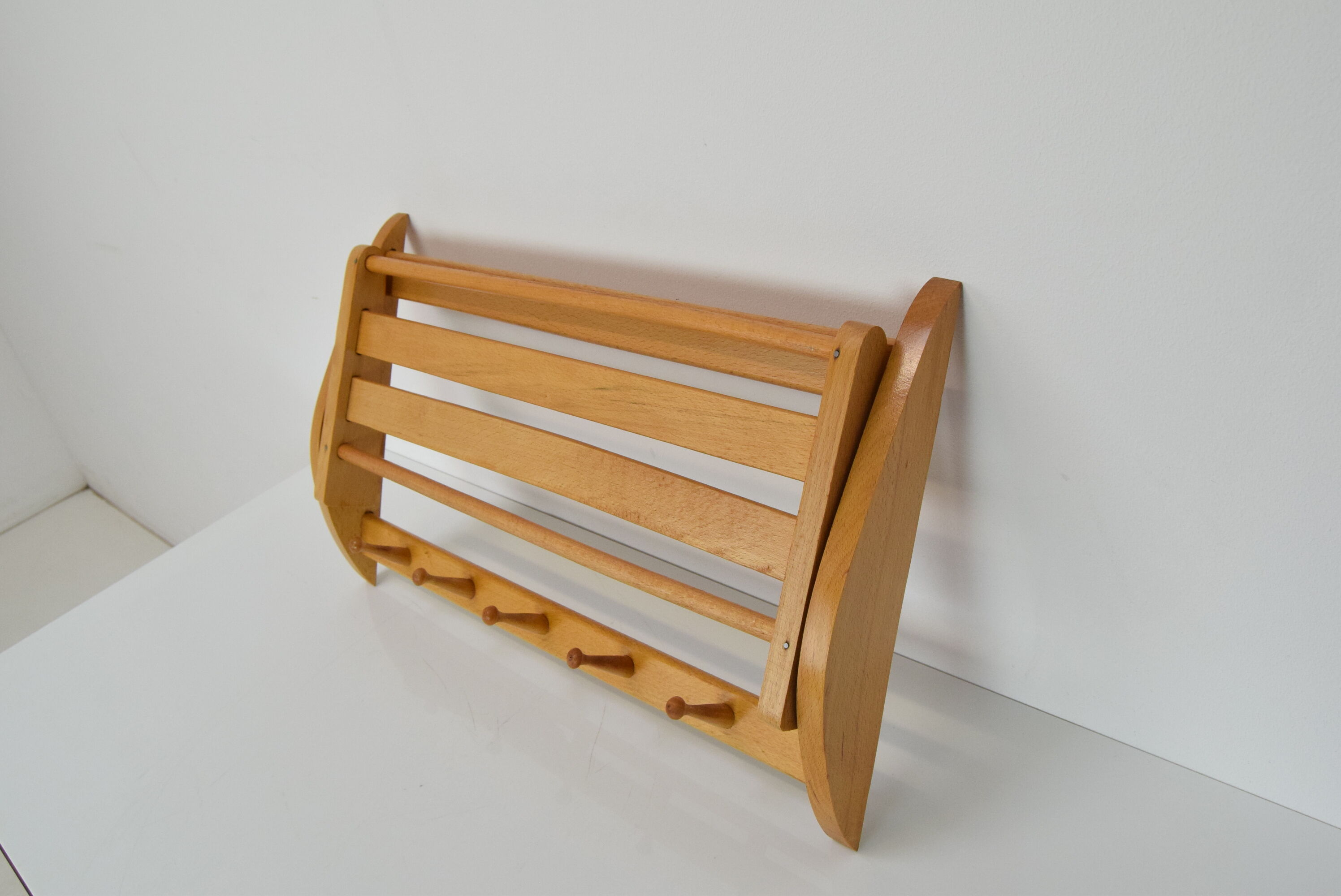 Mid-century wall folding  hanger and shelf, 1960's.