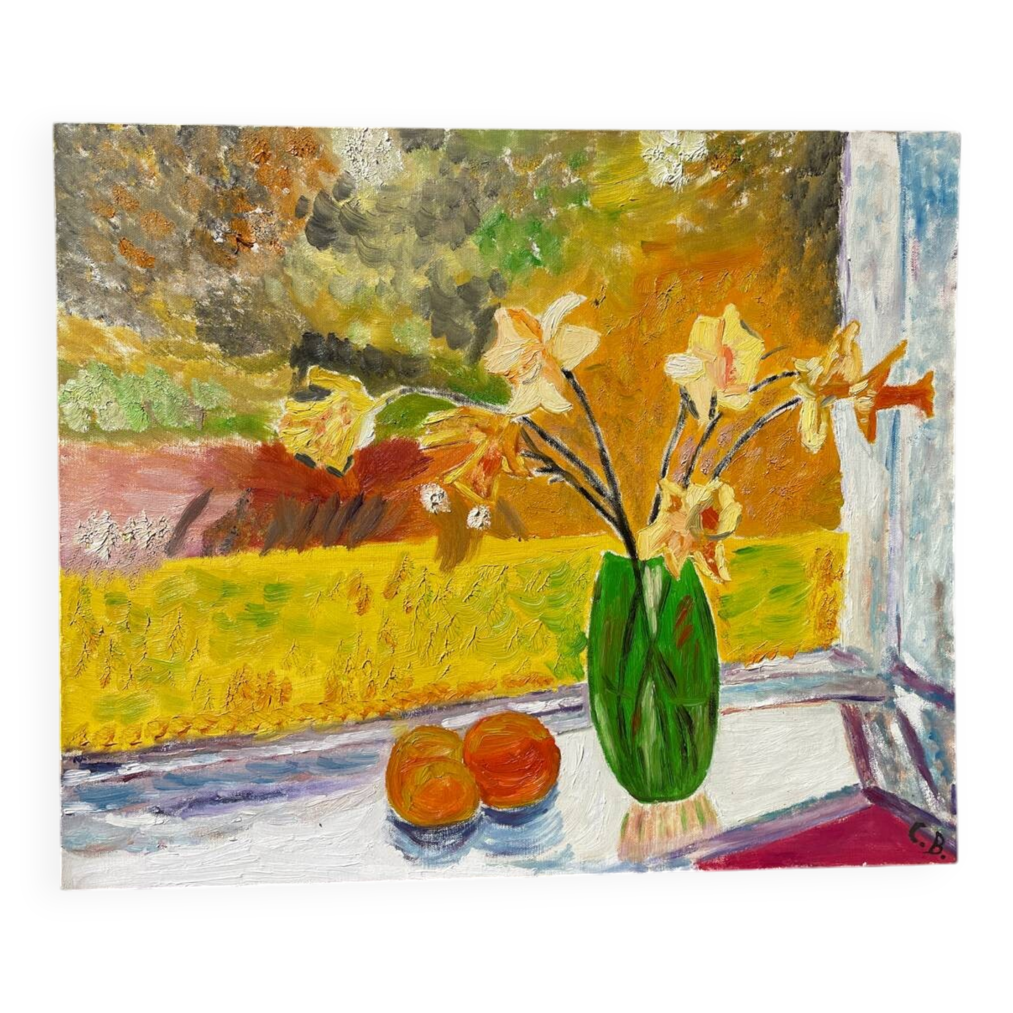 Still life painting with bouquet oil on canvas