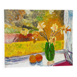 Still life painting with bouquet oil on canvas