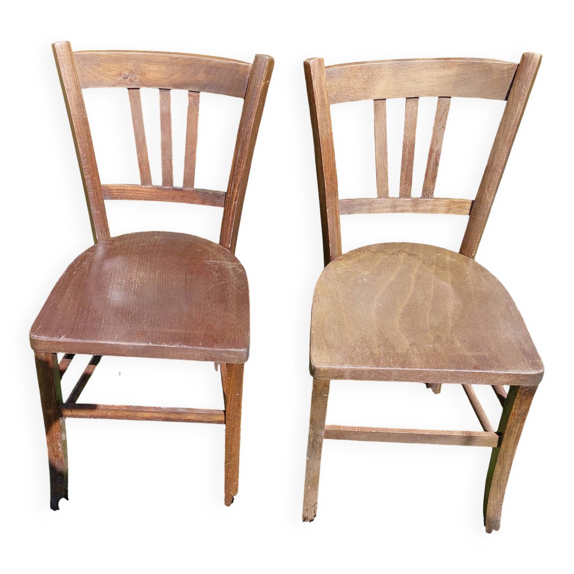 2 vintage wooden bistro chairs