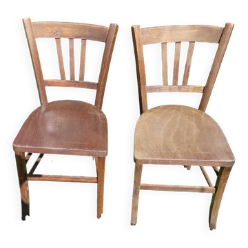 2 vintage wooden bistro chairs