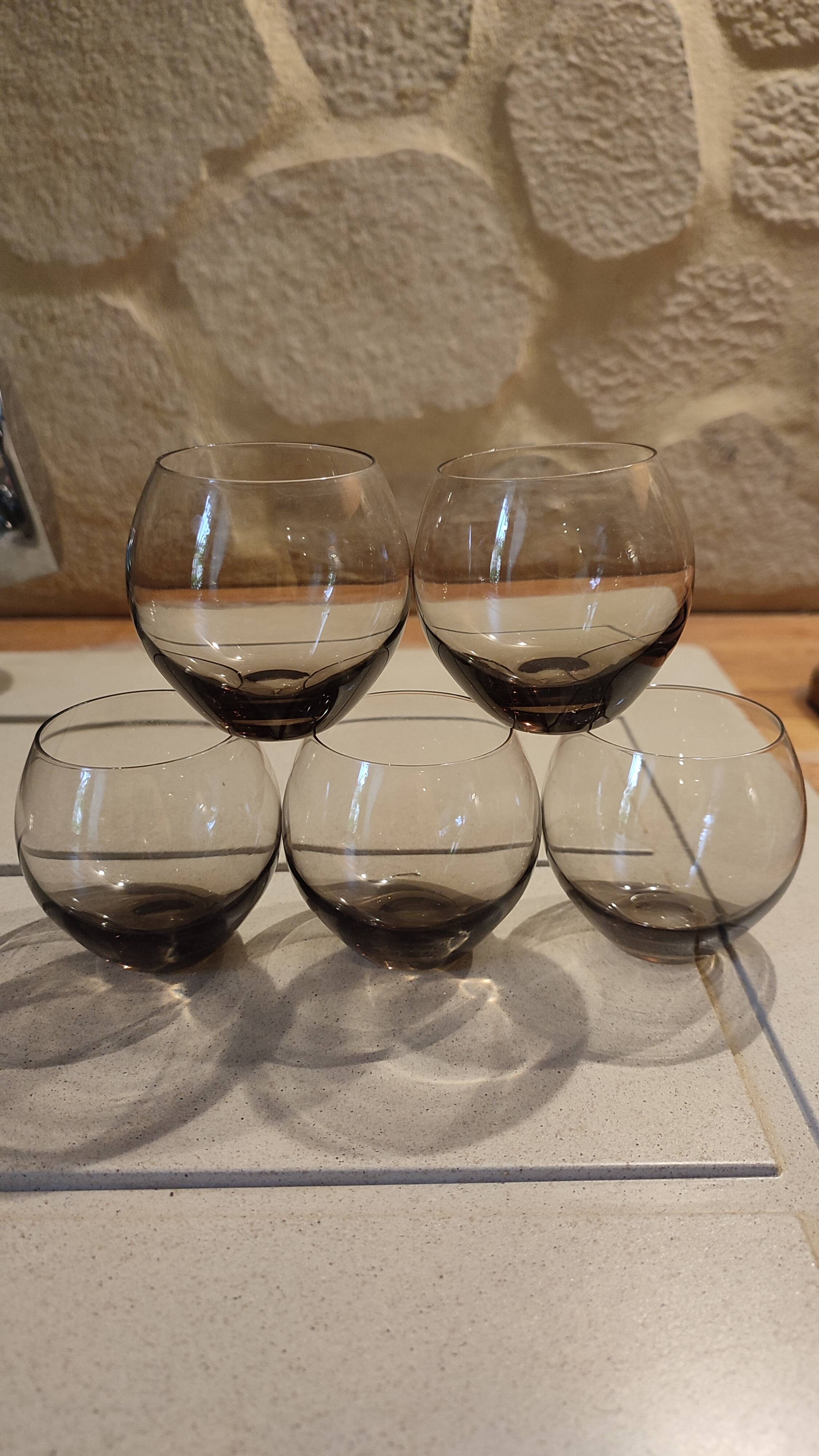 5 smoked glass bubble shot glasses