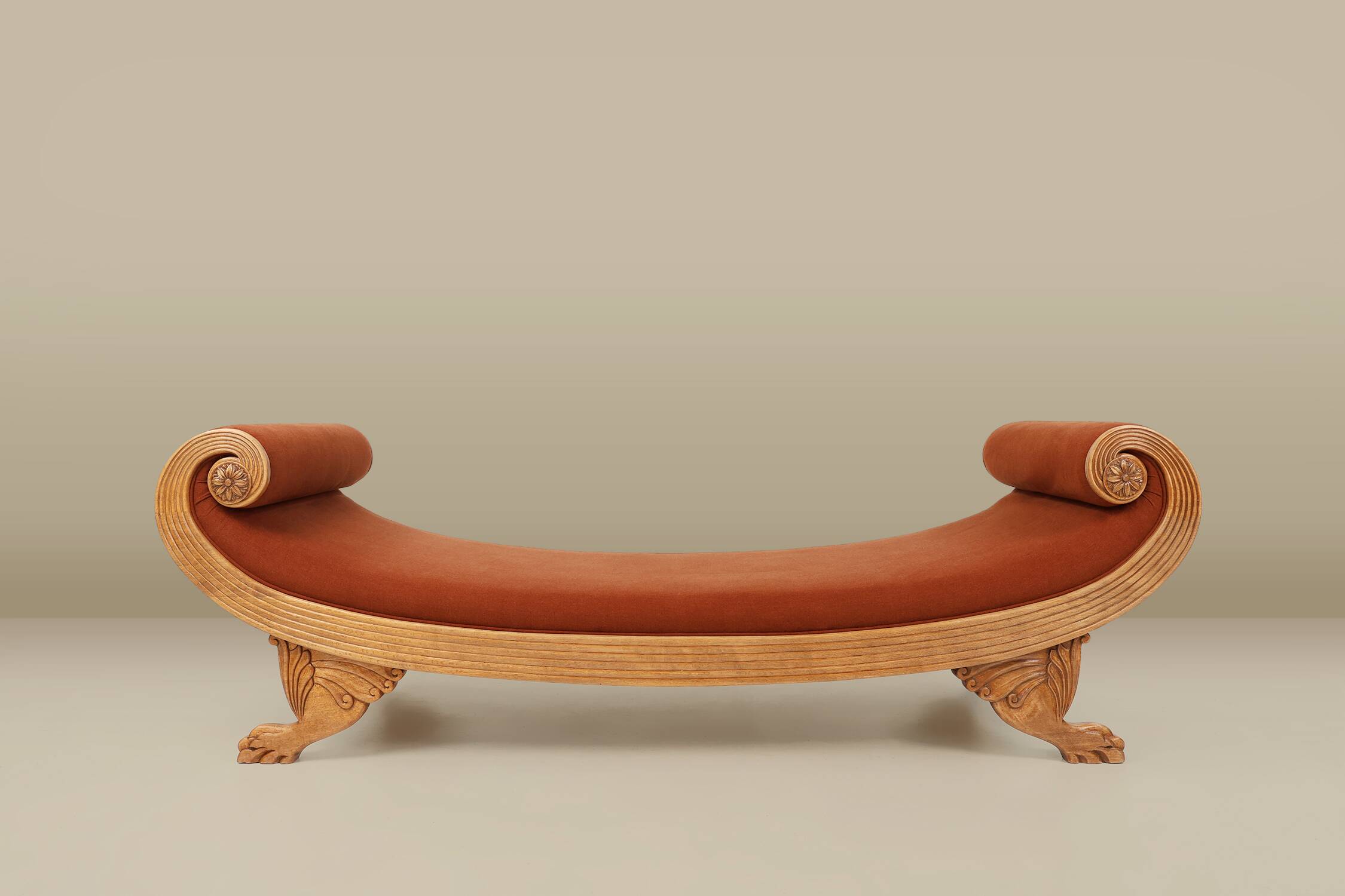 French hand carved oak daybed in Empire style