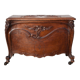 Old chest, carved wooden chest, curved chest on wheels, interior decoration