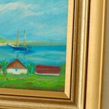 Original vintage landscape painting on panel – Hans Hansen