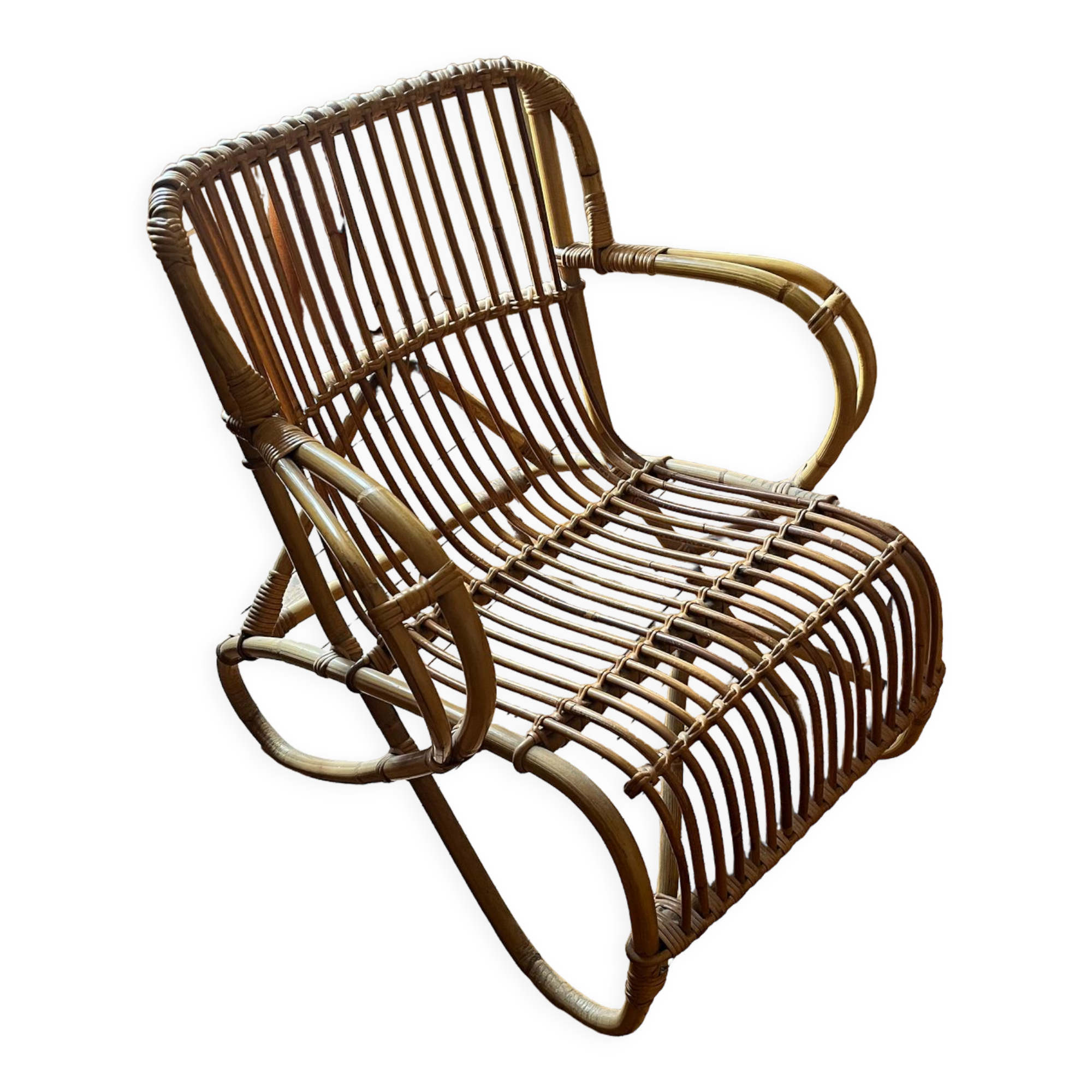 Vintage rattan armchair 70s