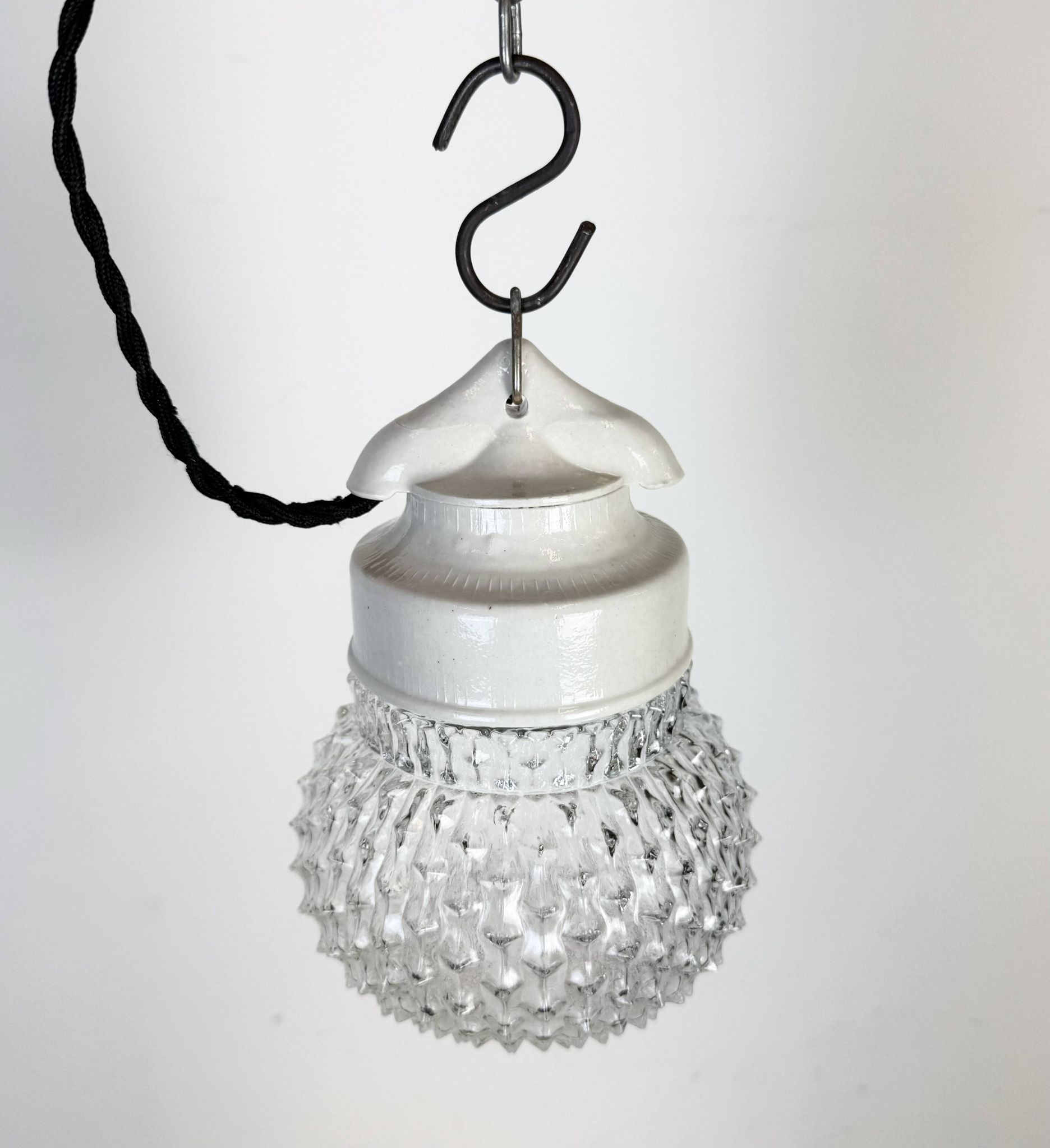 Vintage White Porcelain Pendant Light, 1970s