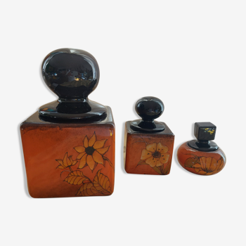 Set de 3 pots céramique emaillee vintage signe Verzolini