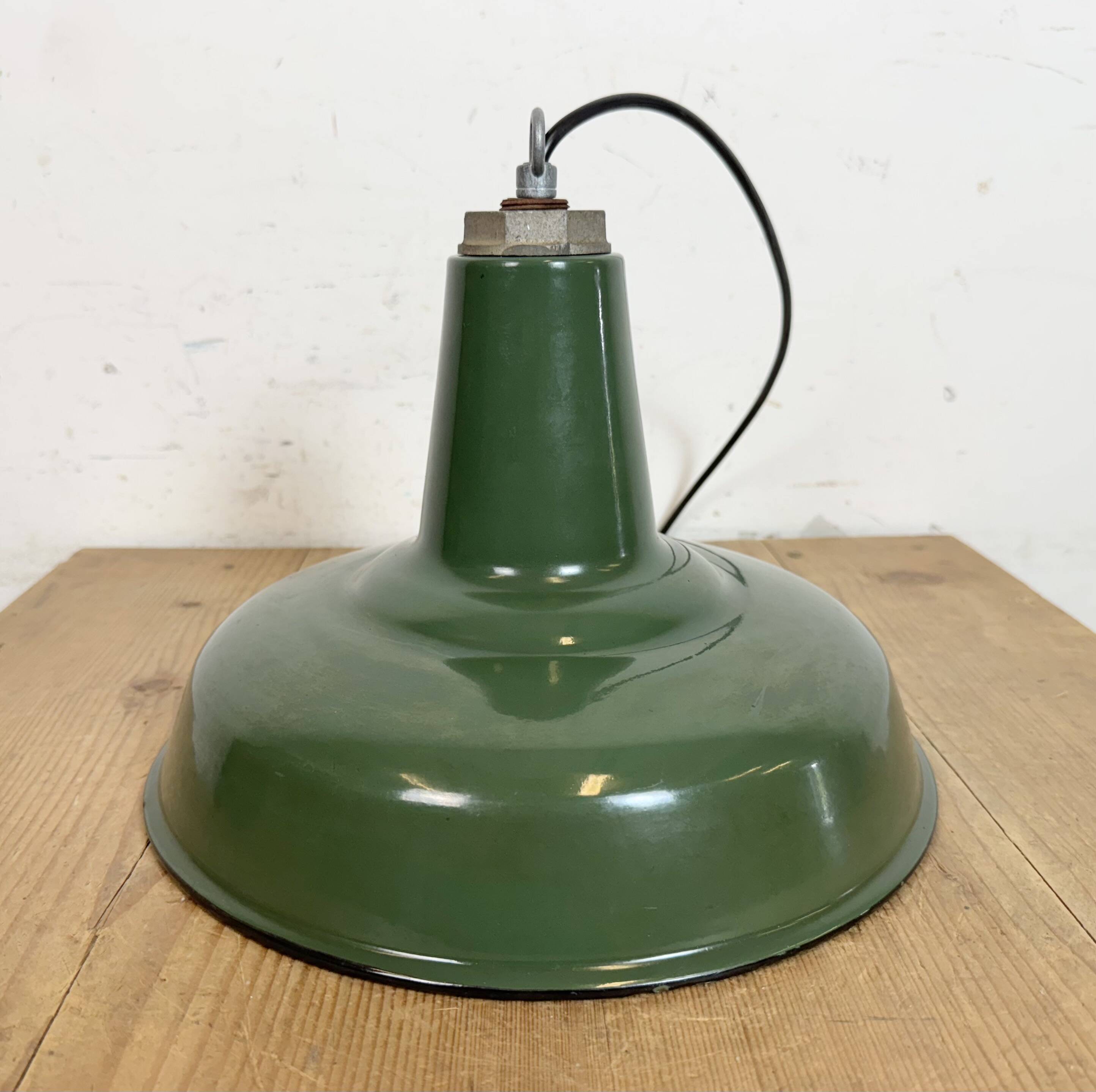 Industrial Green Enamel Factory Pendant Lamp, 1960s