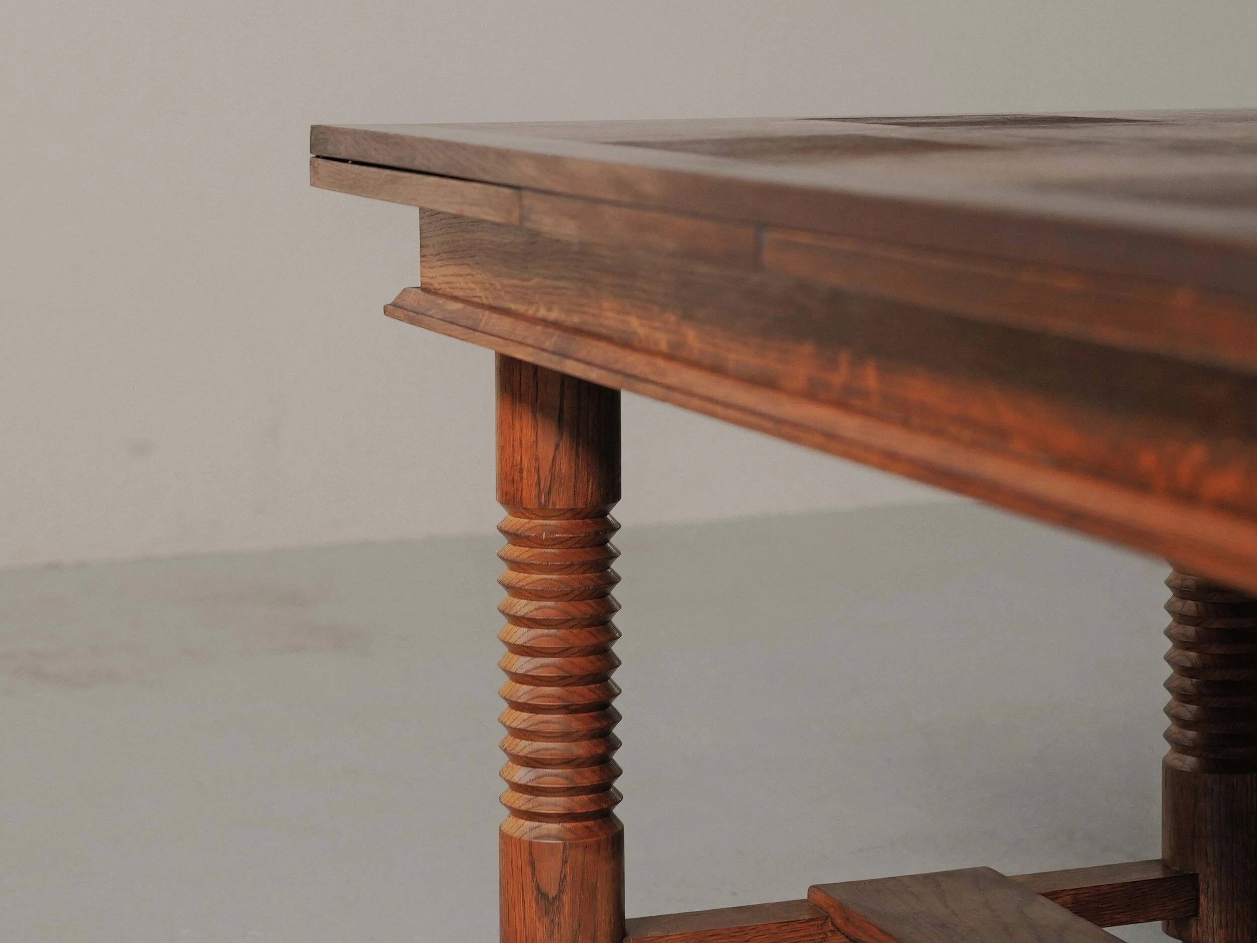 Modernist oak dining table, France, 1940–1950