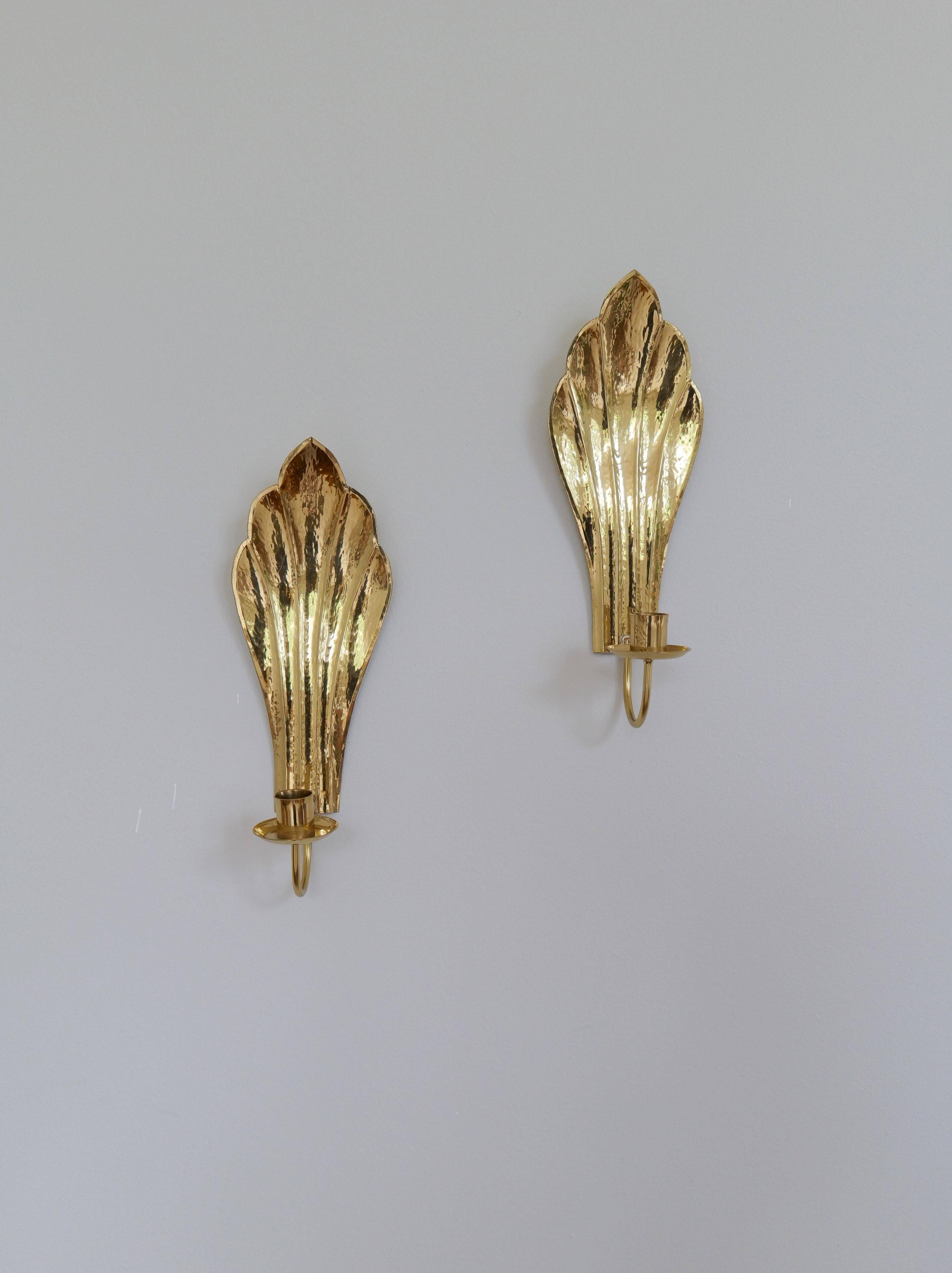 Bougeoirs Muraux en Laiton Holmström, Arvika, Suède, Années 1950