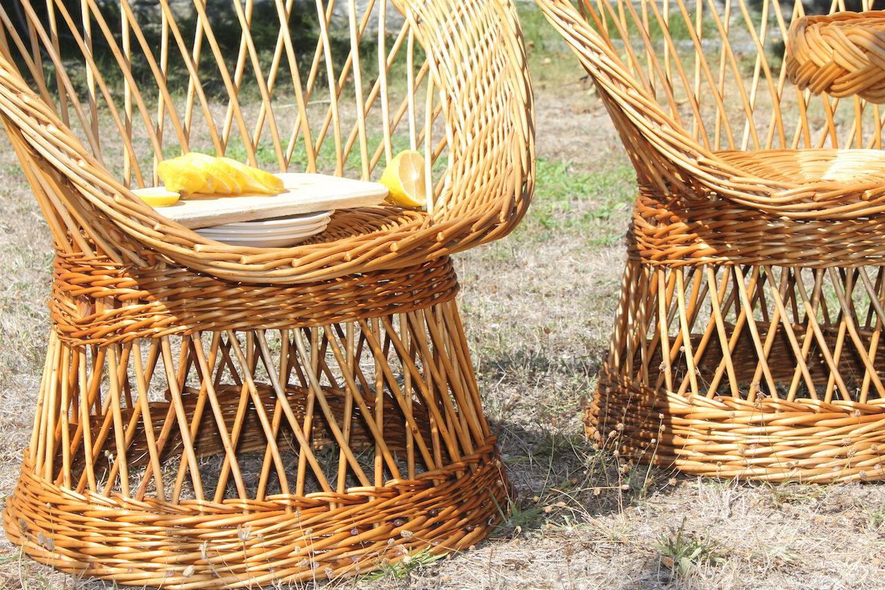 Vintage wicker chairs and table