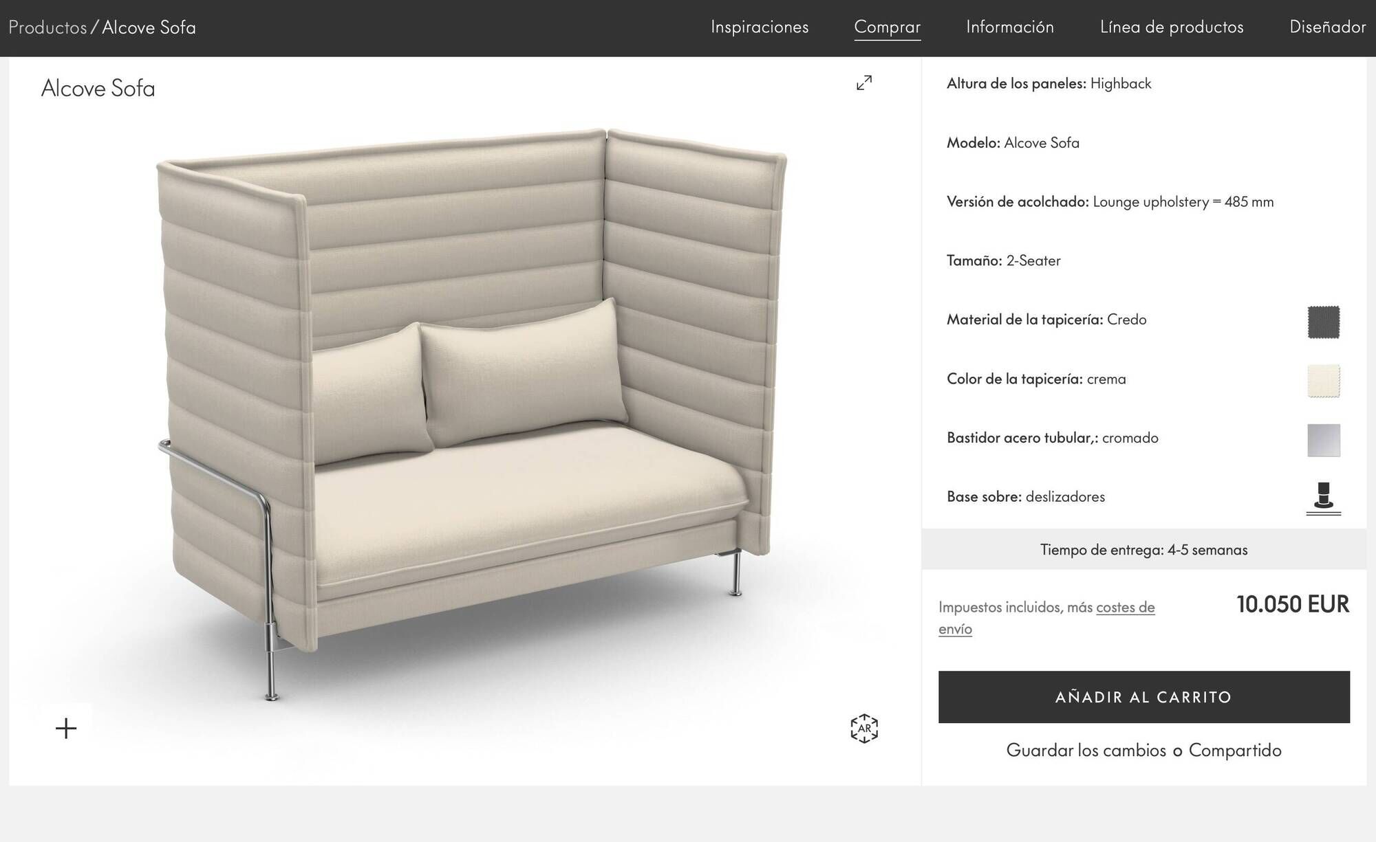 Beige Vitra Alcove Highback 2-seater sofa – Ronan & Erwan Bouroullec