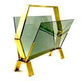 Modern brass magazine rack,  Italy 1970