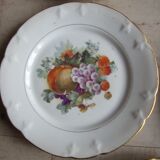 Set of 5 antique Limoges porcelain plates L.J.V with fruit decoration