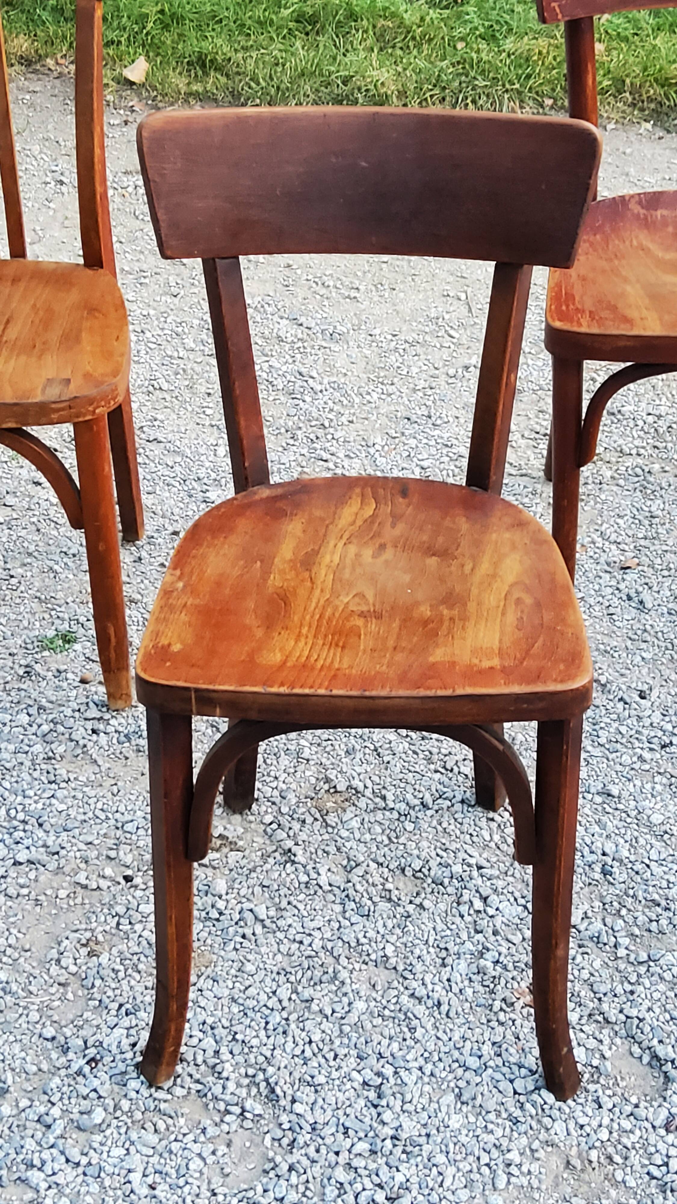 Set of 5 Stella Thonet bistro chairs from the 1950s