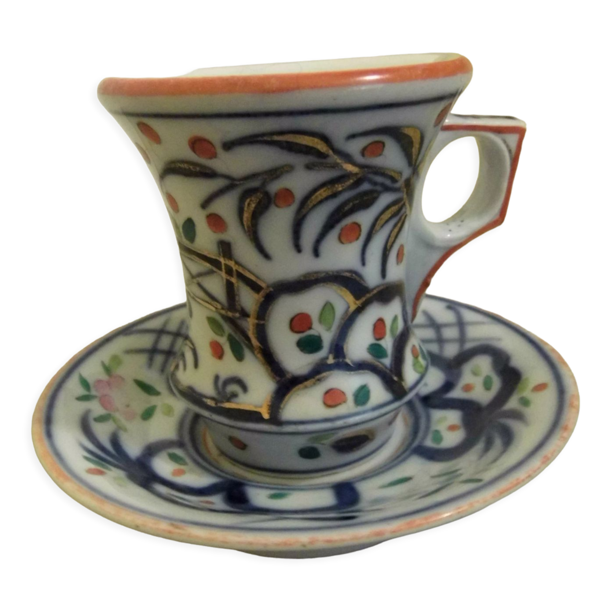Cup and saucer, brulot, Bayeux porcelain 19th century