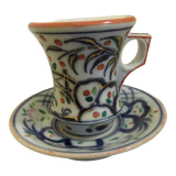 Cup and saucer, brulot, Bayeux porcelain 19th century
