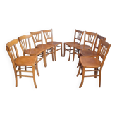 8 Bistro Chairs including 2 Authentic 1950s Solid Beech Luterma Chairs