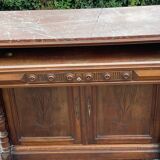 Henri II two-door sideboard in solid wood and marble