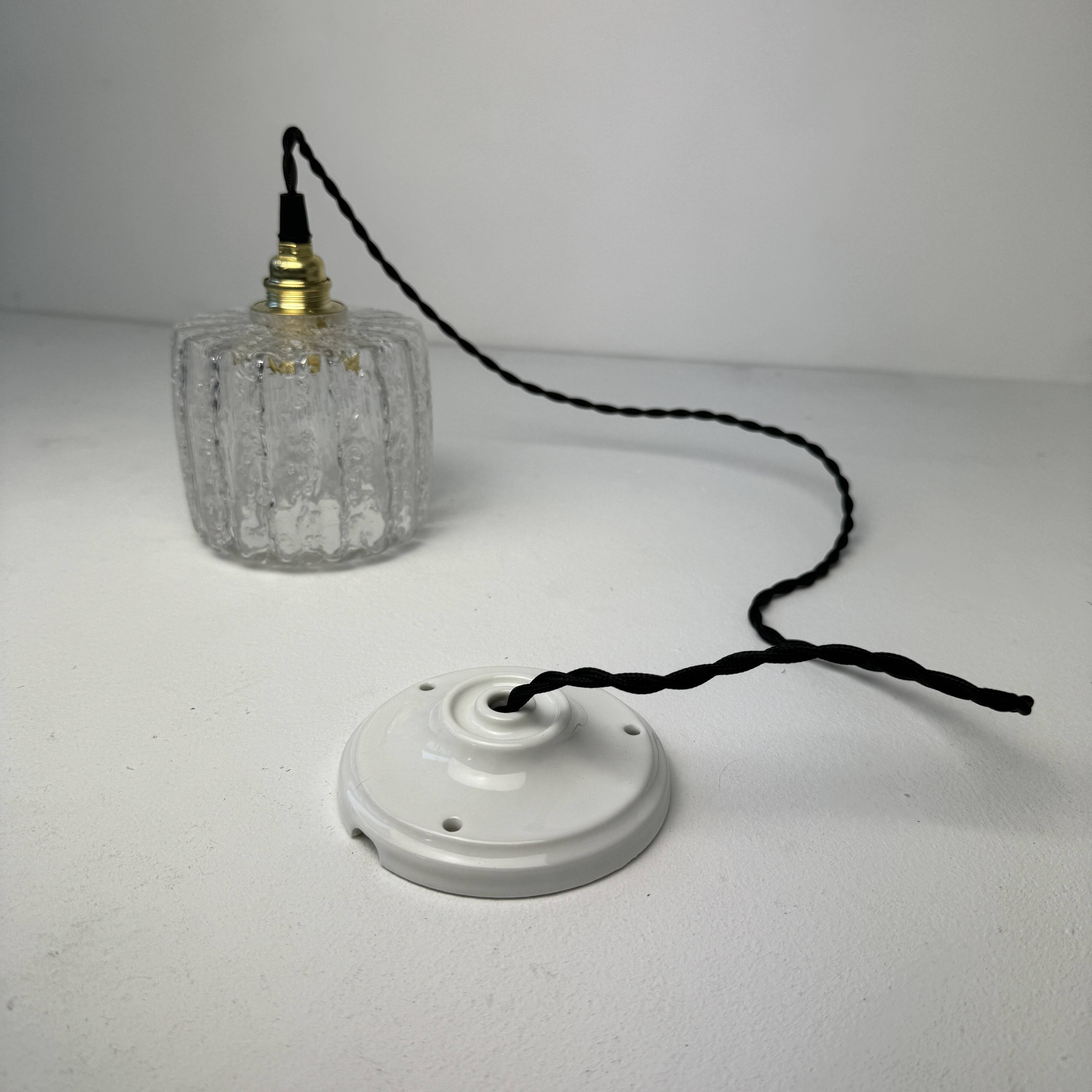 Pair of old vintage granite glass pendants