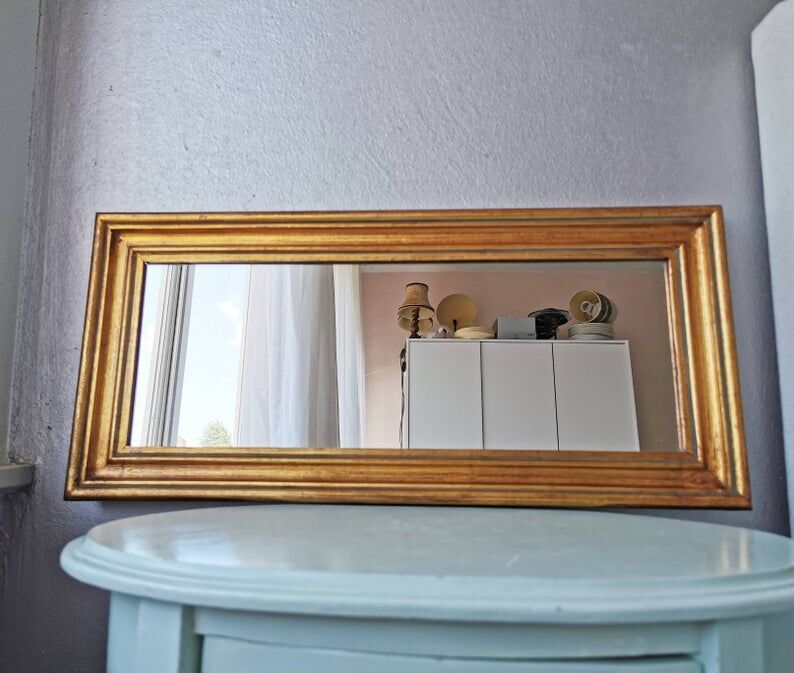 Set 2 vintage Italian wooden mirrors 80s 50x24cm