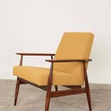 Mustard yellow curly Scandinavian armchair by H.Lis