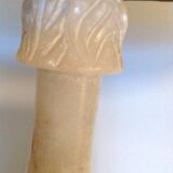 Alabaster lamp and ecru fabric lampshade / vintage 50s-60s
