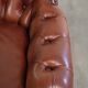 Cognac-coloured cow leather Chesterfield armchair in English style
