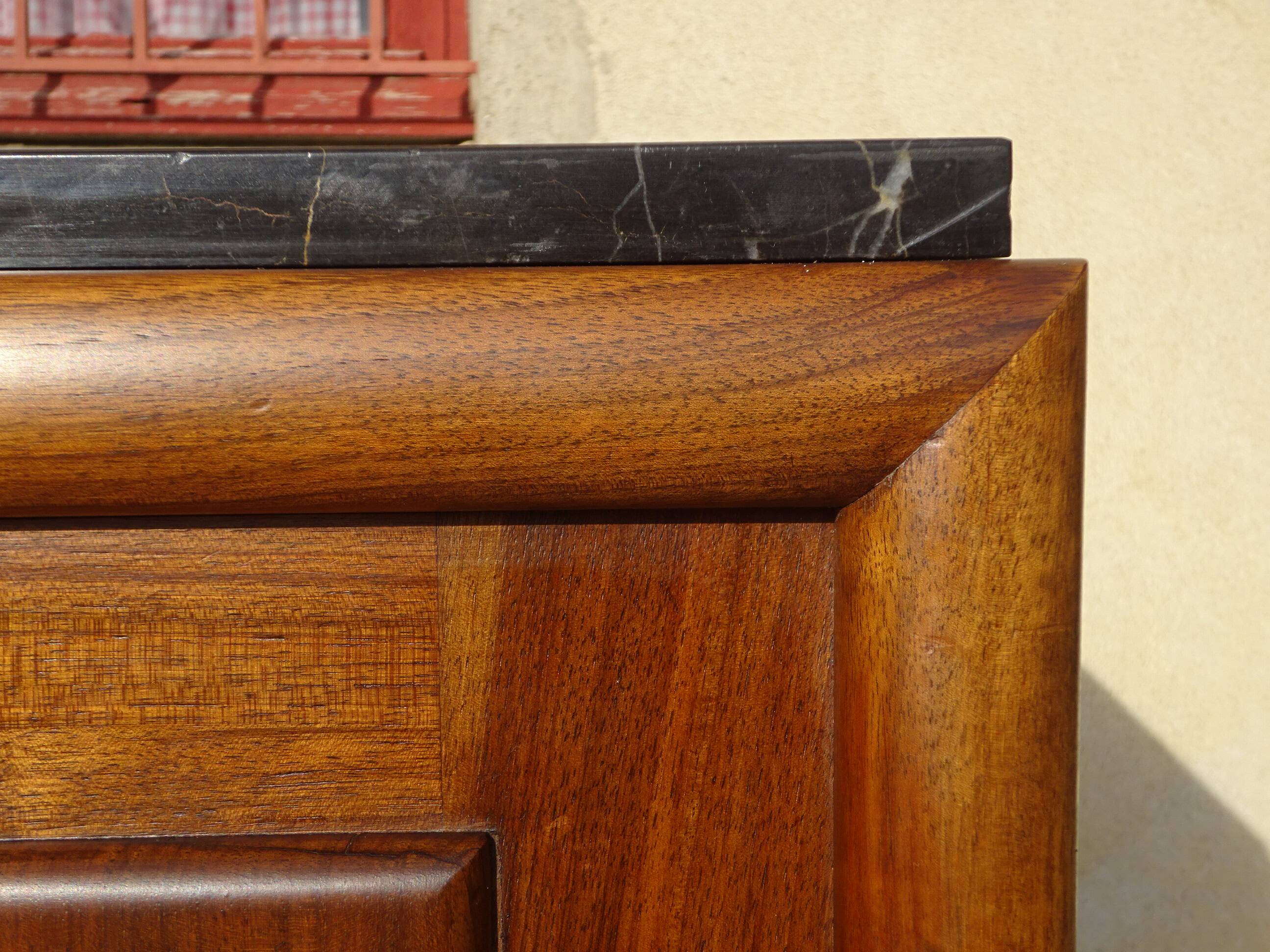 Walnut buffet with black marble top