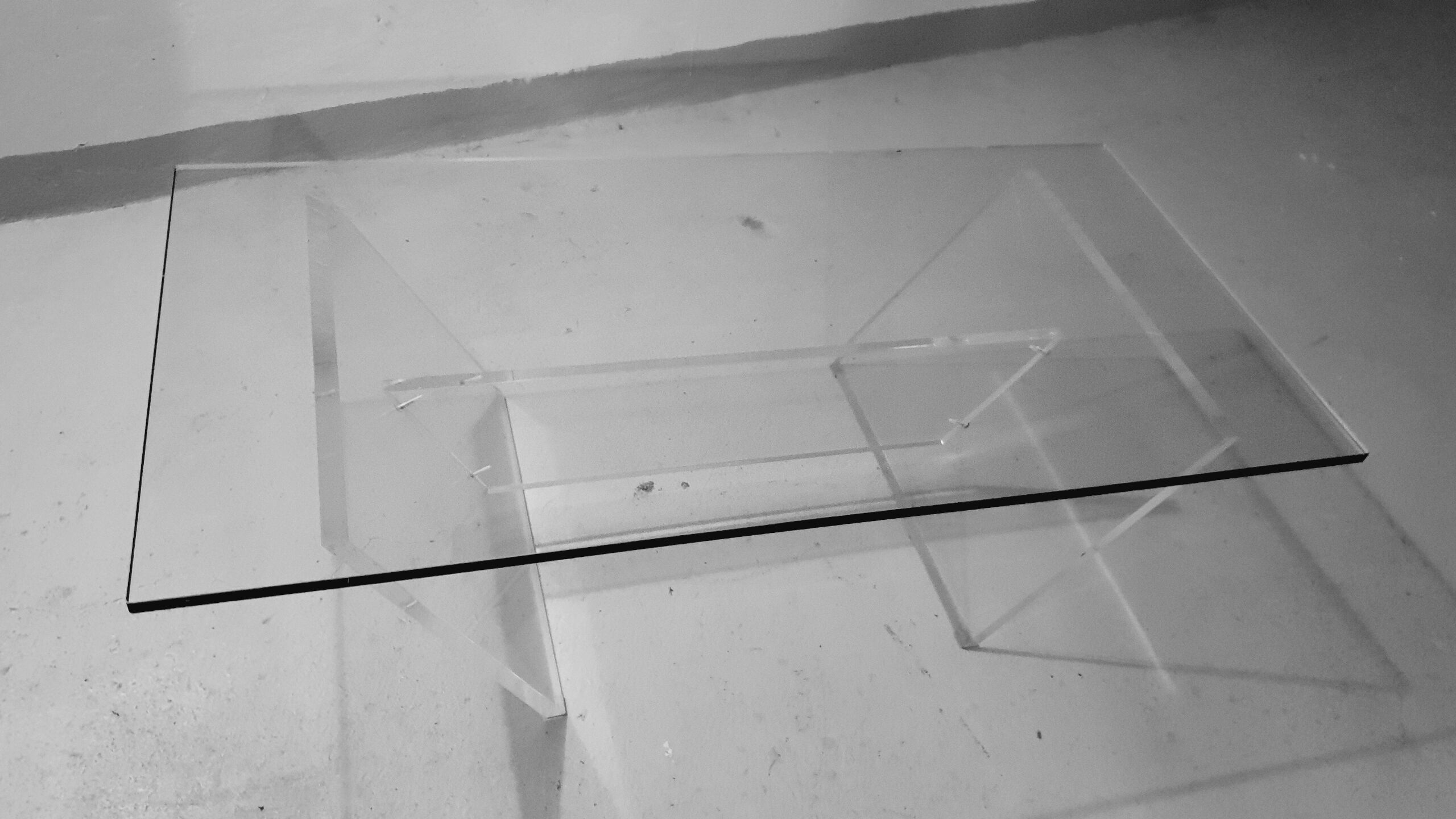 Glass and plexiglass coffee table 1970