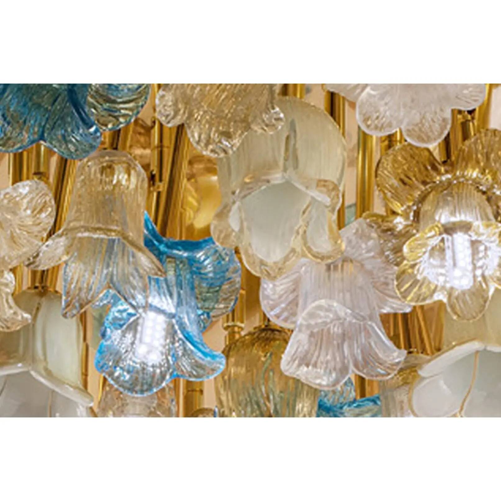 Lively Floreal Multicolor Murano Glass Gold Flushmount