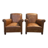 Pair of Club armchairs in imitation leather