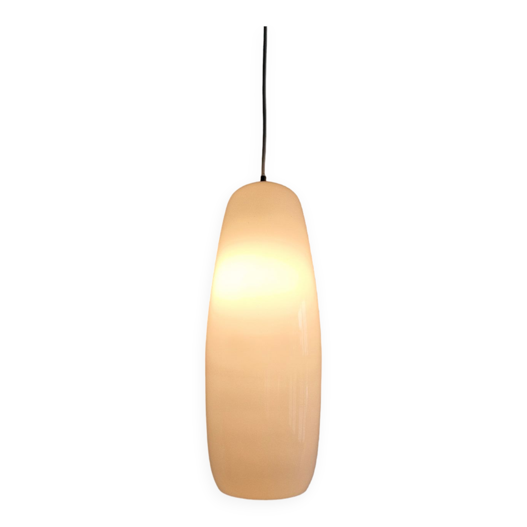 White Murano glass pendant lamp by Massimo Vignelli for Venini, Italy 1960's