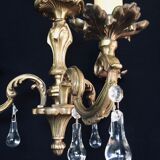 Lustre à 3 lumières bronze et cristal