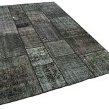 Tapis oriental vintage noué à la main 172 cm x 240 cm tapis patchwork noir
