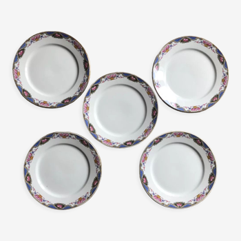 Lot 5 assiettes à dessert Digoin Sarreguemines