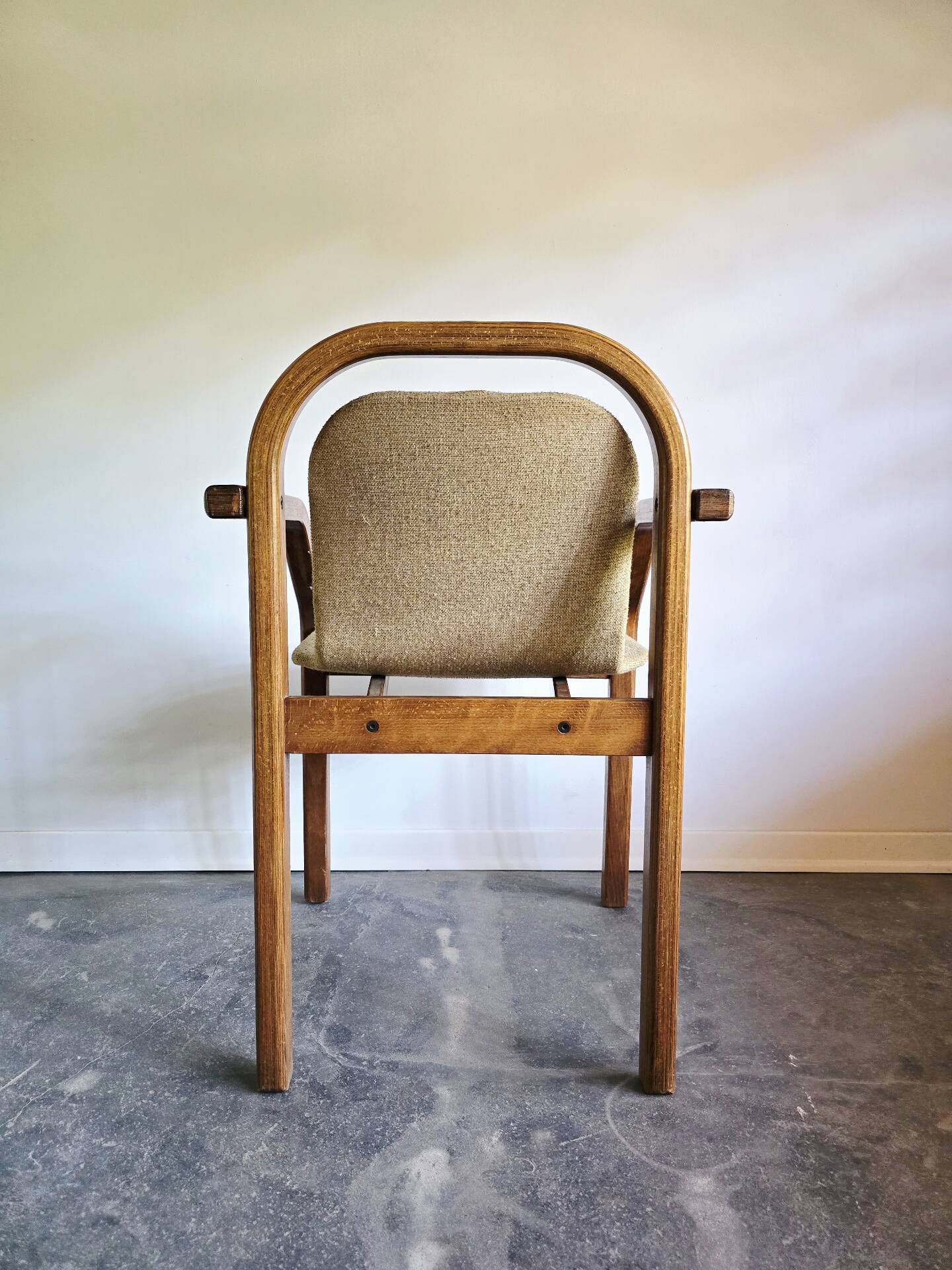 Bentwood armchair from the 1980s, upholstered, Scandinavian style, for dining room or office.