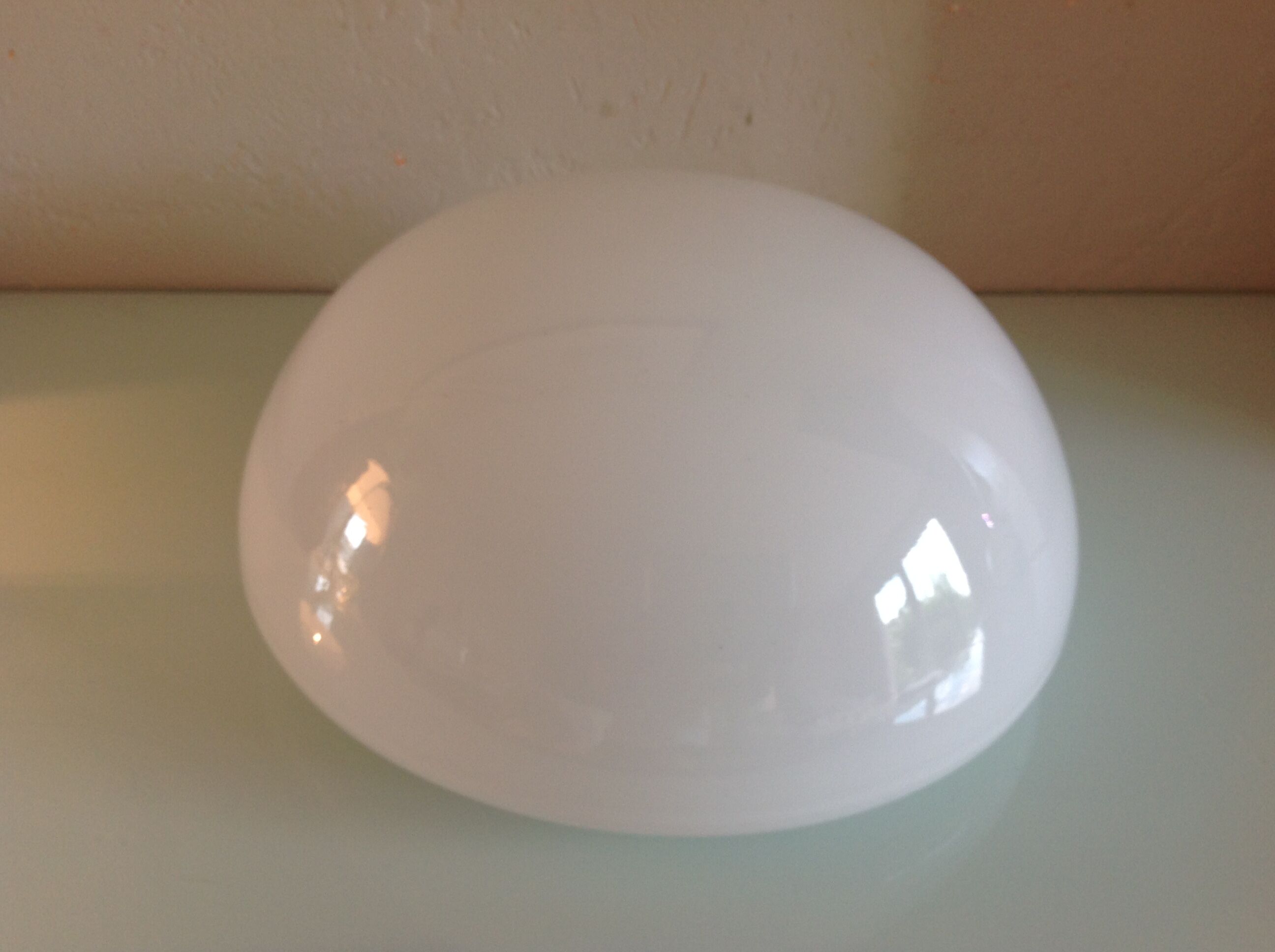 Half moon ceiling lamp in vintage white opaline 60s-70s