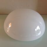 Half moon ceiling lamp in vintage white opaline 60s-70s