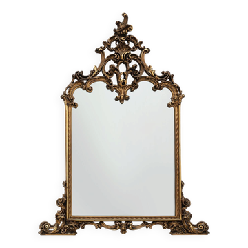 Grand miroir en bois doré de style rococo, Belgique, 20e siècle