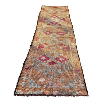 Tapis vintage kurde herki coureur, 315 x 88 cm