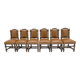 Six Antique Italian Neo-Renaissance Walnut Dining Chairs in Genuine Leather