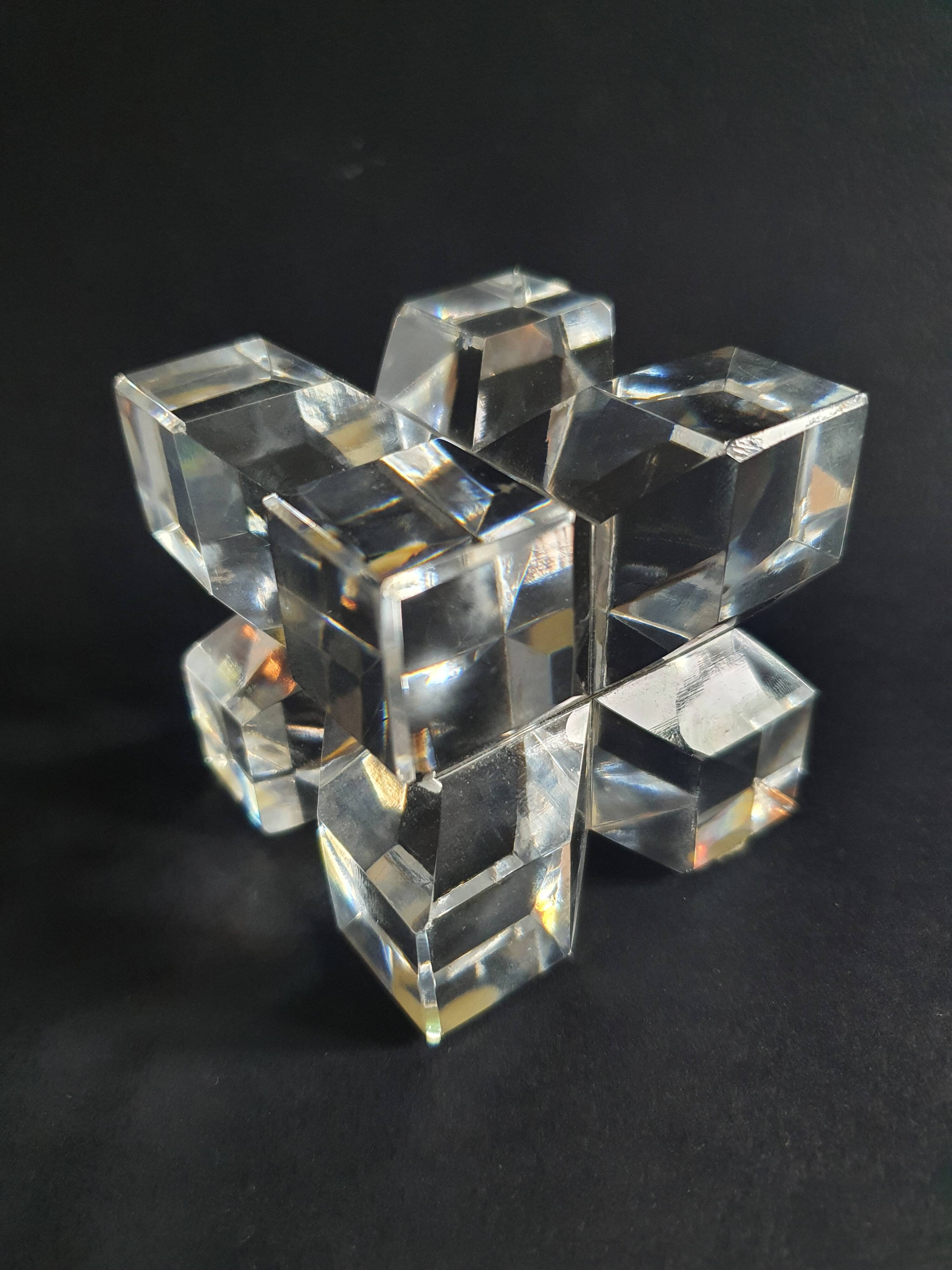 Two old vintage crystal cubes made in France