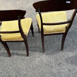 Lot de 3 chaises style victorien – acajou – assise velours jaune