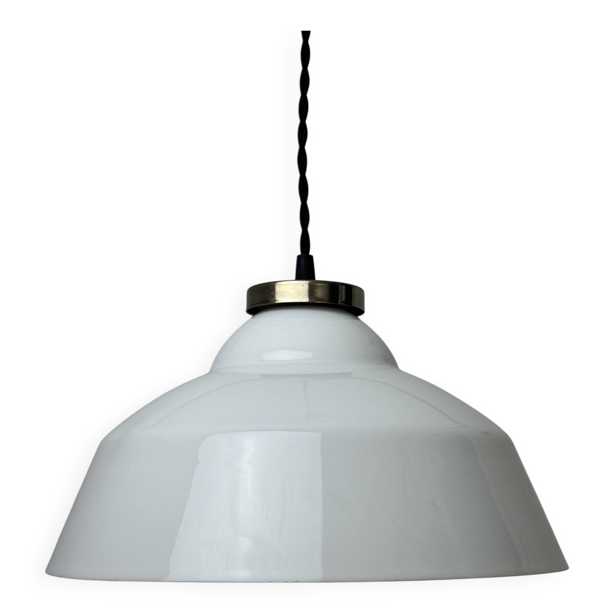 Ancienne suspension en opaline 30 cm vintage