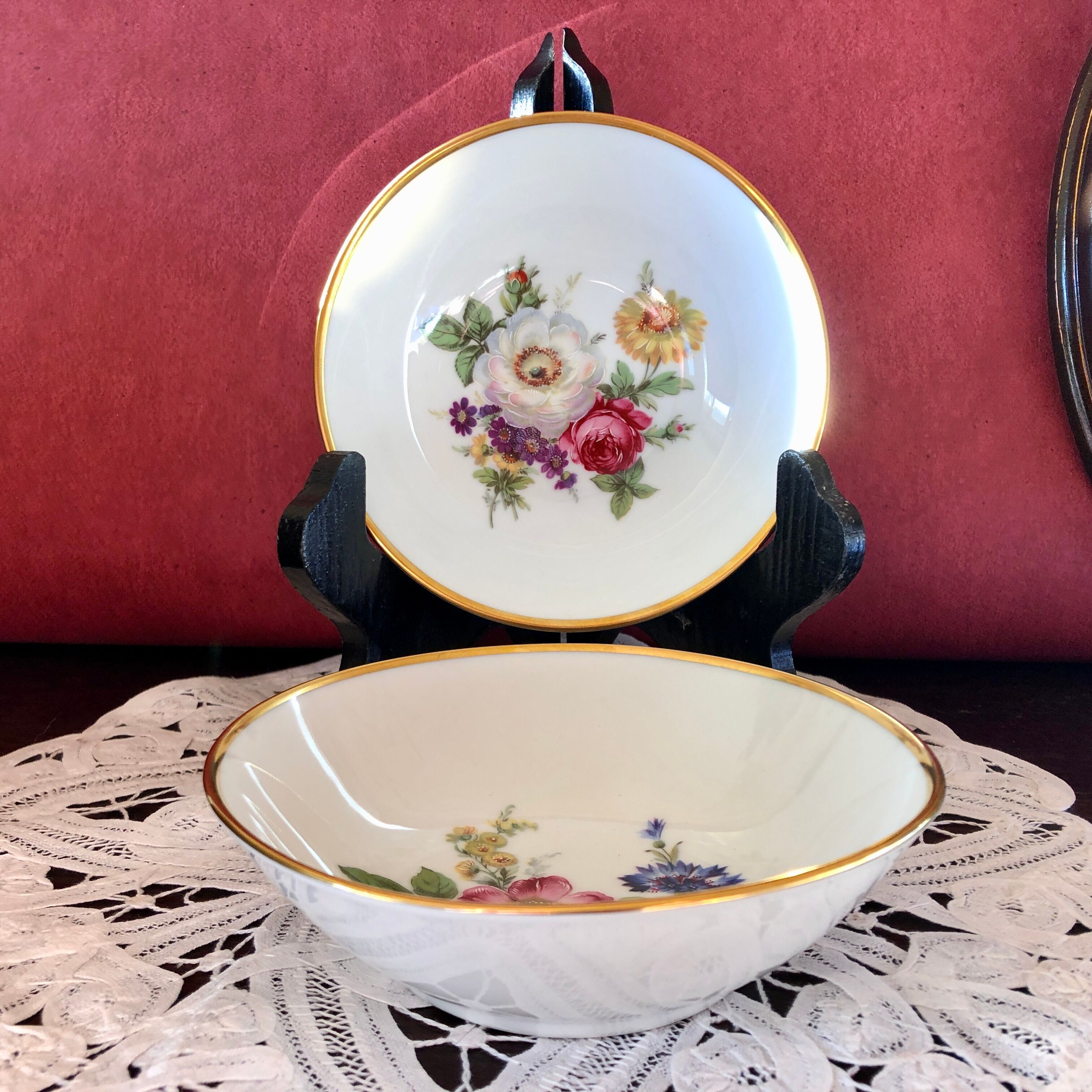 Set of 2 porcelain cups floral decoration KAISER